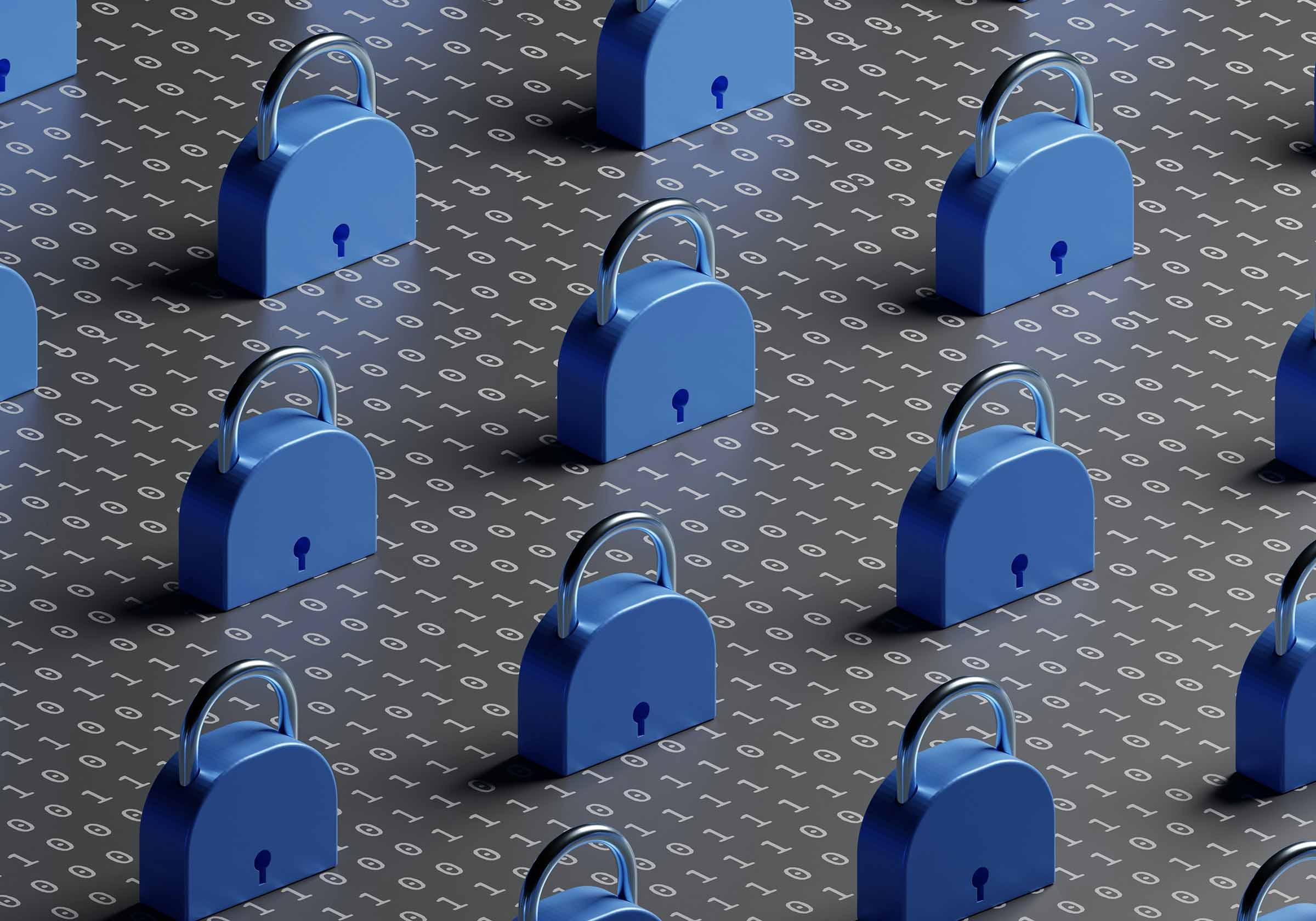 A graphic illustration of multiple secure padlocks, representing WeBuildSaaS's commitment to data privacy and security for all users and non-technical founders.